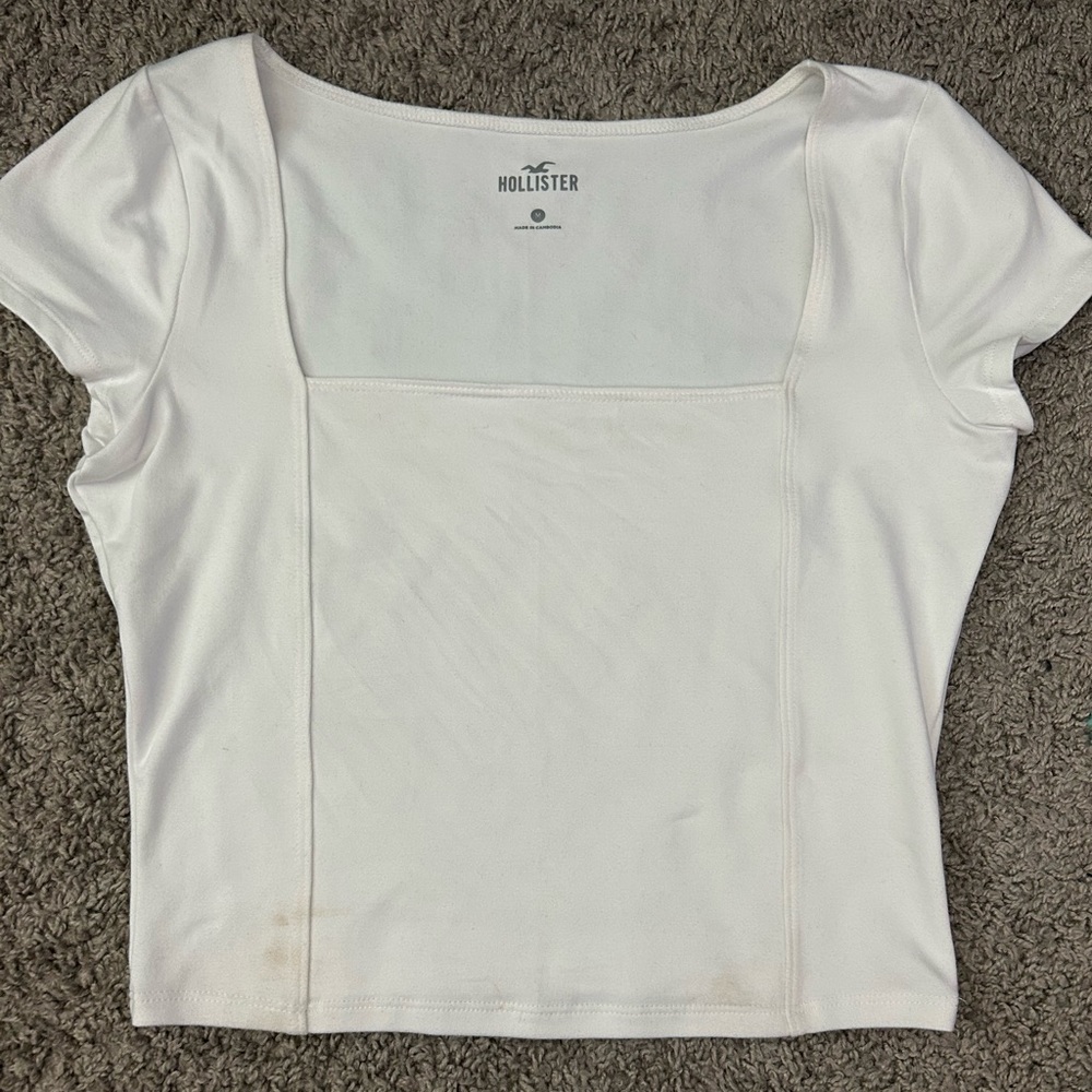 Hollister Women's Cream Square Neck Tee